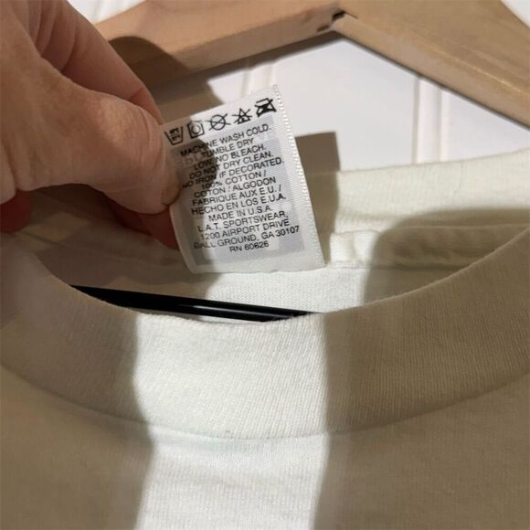 Vintage 90s Merica Patriotic T-Shirt XL USA Flag Sleeves Bald Eagle Tee 1996 - Picture 6 of 7